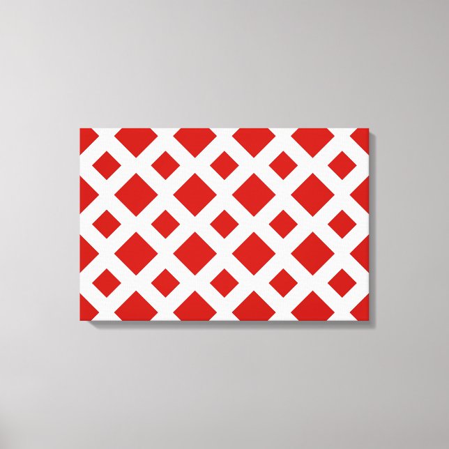 Red Diamonds on White Canvas Print (Front)