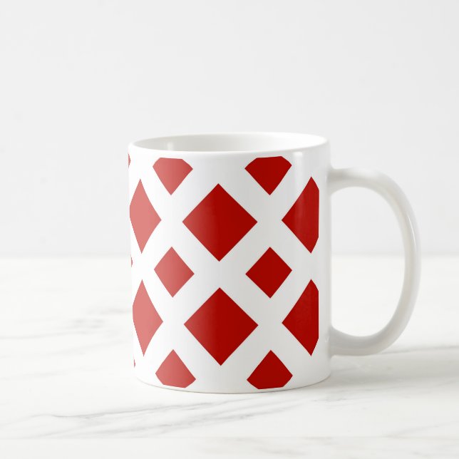 Red Diamonds on White Coffee Mug (Right)