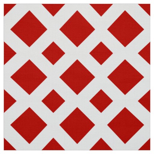 Red Diamonds on White Geometric Fabric
