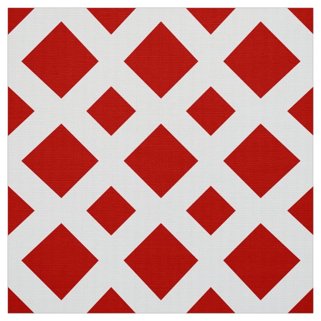 Red Diamonds on White Geometric Fabric (Swatch)