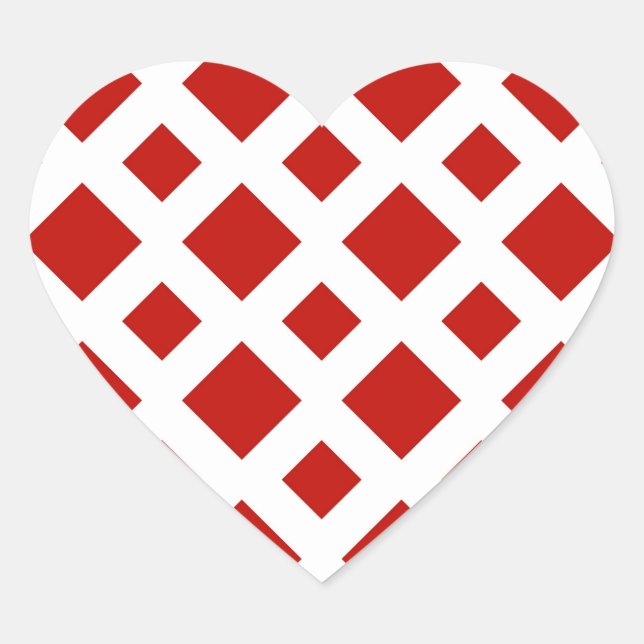 Red Diamonds on White Heart Sticker (Front)
