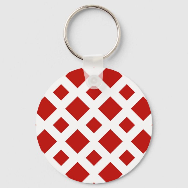 Red Diamonds on White Keychain (Front)