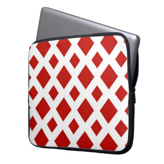 Red Diamonds on White Laptop Sleeve