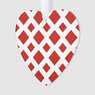 Red Diamonds on White Ornament