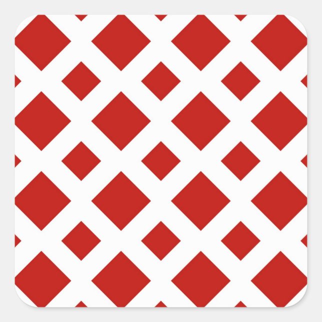 Red Diamonds on White Square Sticker (Front)