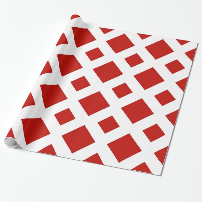 Red Diamonds on White Wrapping Paper (Unrolled)