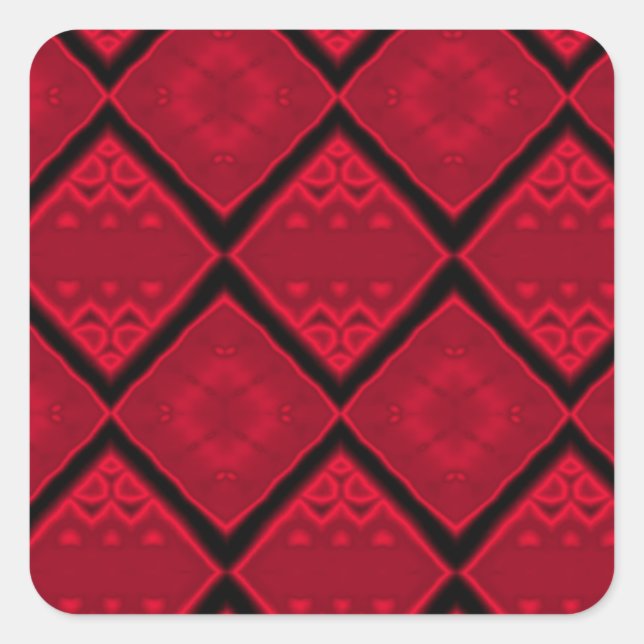 red diamonds pattern square sticker (Front)