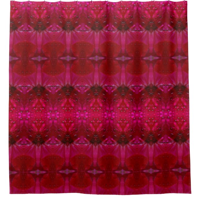 Red Dianthus Ikat 5 Shower Curtain (Front)