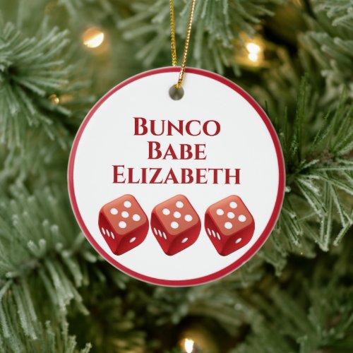 Red Dice Bunco Christmas Ceramic Ornament