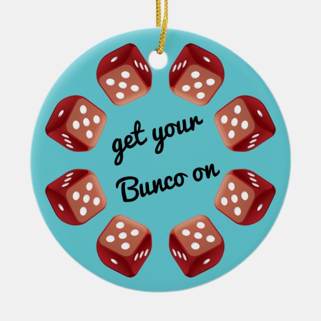 Red Dice Circle - Add Your Own Message Ceramic Ornament (Front)