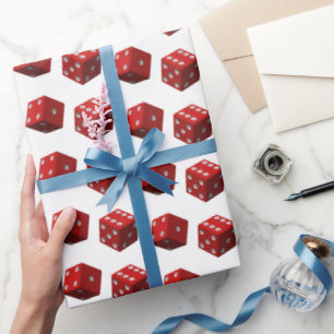 Red Dice On White Wrapping Paper