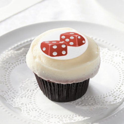 Red Dice Pair Edible Frosting Rounds
