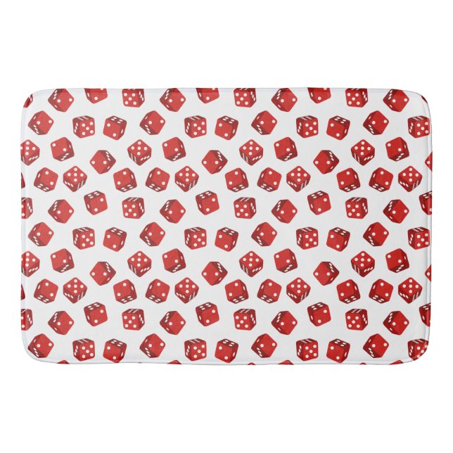 Red Dice Pattern Casino Craps Game Bath Mat (Front)