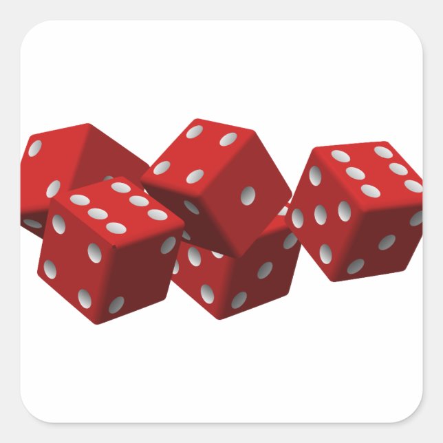 Red dice square sticker (Front)