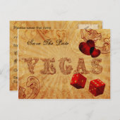 red dice Vintage Vegas save the date Announcement Postcard (Front/Back)