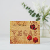 red dice Vintage Vegas save the date Announcement Postcard (Standing Front)