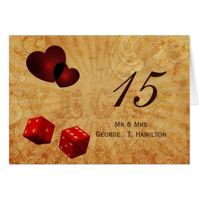 red dice Vintage Vegas table numbers (Front Horizontal)