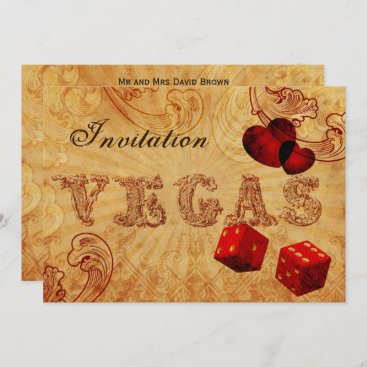 red dice Vintage Vegas wedding invites