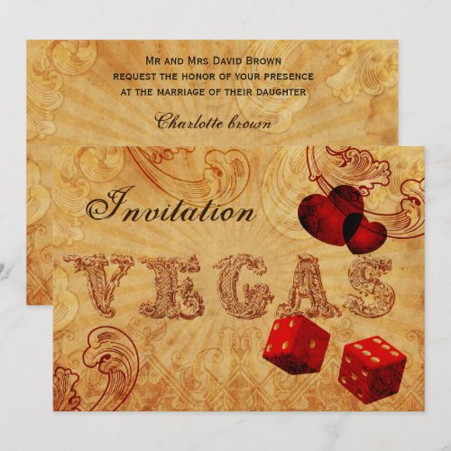red dice Vintage Vegas wedding invites