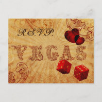 red dice Vintage Vegas wedding rsvp Invitation Postcard
