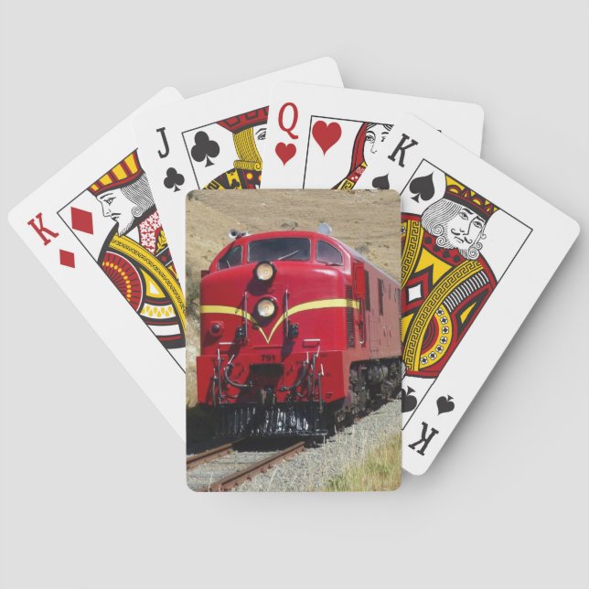Red Diesel Train Engine Locomotive Railroad Poker Cards (Back)