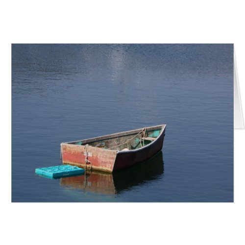 Red Dinghy Boat Blank Note Card