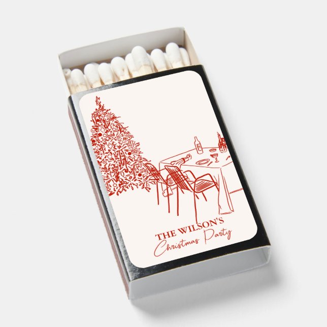 Red Dinner Party Christmas   Matchboxes (Front Open)