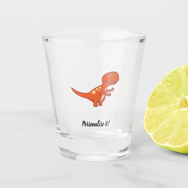 Red Dinosaur 02/19 Shot Glass (Front)
