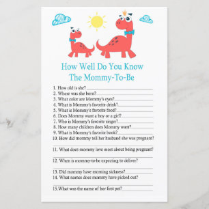 Red dinosaur How well do you know baby shower game