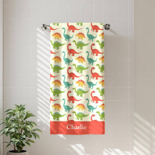 Red Dinosaur Kids Beach Towel