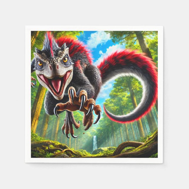 Red Dinosaur Napkins (Front)