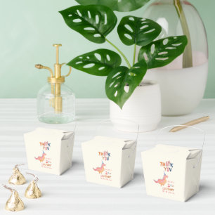 Red dinosaur two rex 2nd birthday party favor boxes