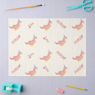 Red dinosaur two rex 2nd birthday party  tissue paper