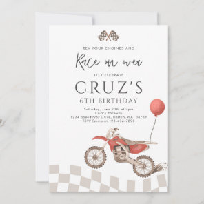 Red Dirt Bike Boy Motocross Racing Birthday Party  Invitation