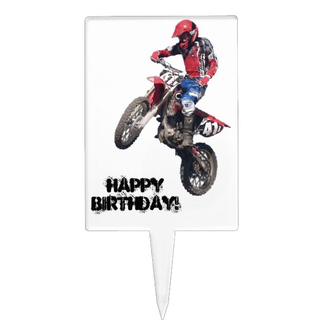 Red Dirt Bike Cake Topper (Front)