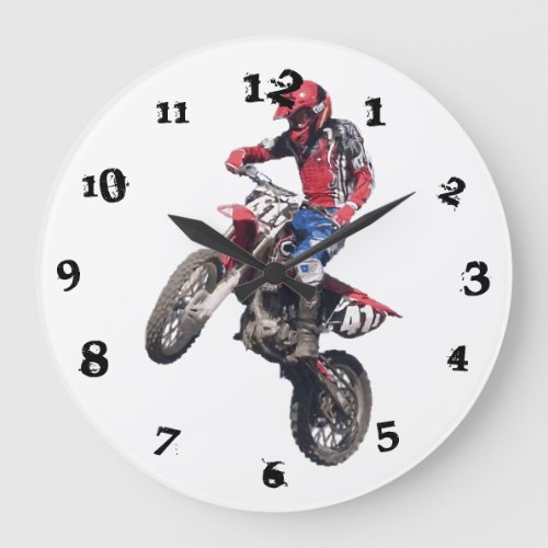 Red Dirt Bike Large Clock