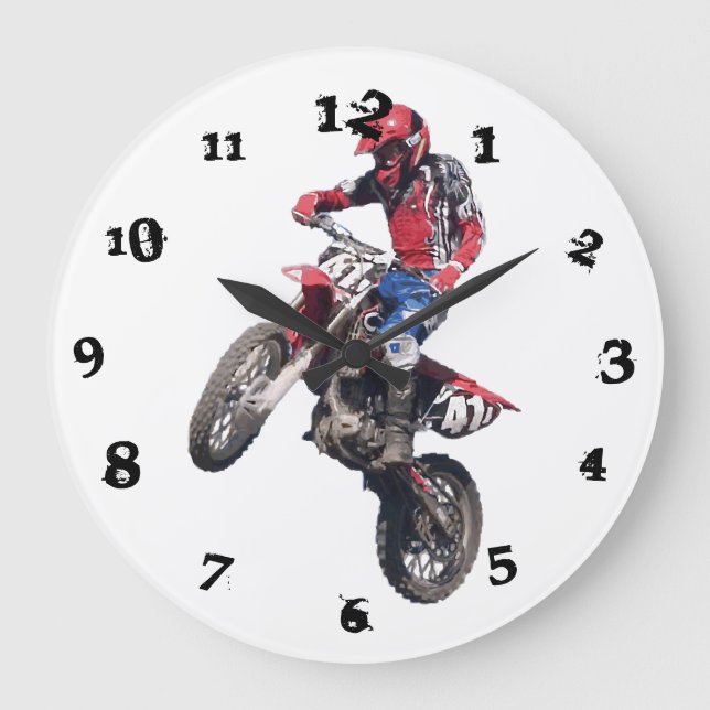 Red Dirt Bike Large Clock (Front)