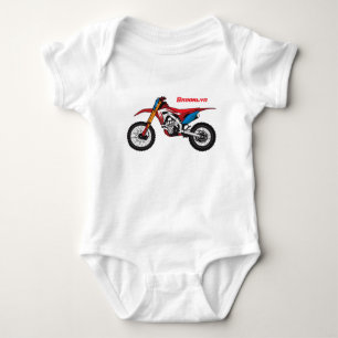 Red dirt bike motorcycle baby bodysuit