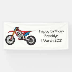 Red dirt bike motorcycle banner