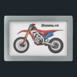 Red dirt bike motorcycle belt buckle<br><div class="desc">Go off road with this fun dirt bike.</div>
