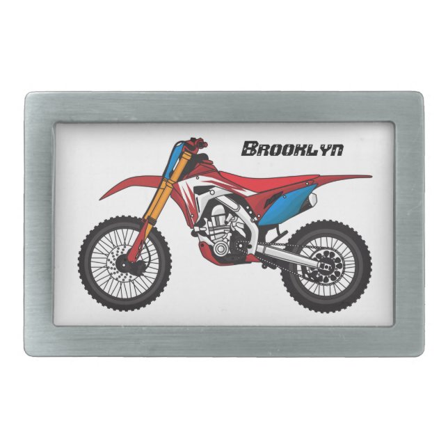 Red dirt bike motorcycle belt buckle (Front)