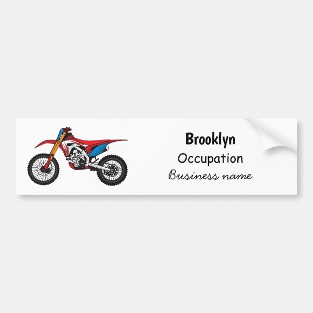 Red dirt bike motorcycle bumper sticker (Front)