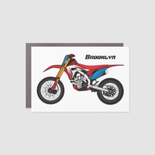 Red dirt bike motorcycle car magnet