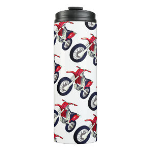 Red Dirt Bike Motorcycle Custom Color Background Thermal Tumbler