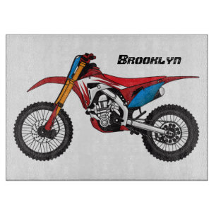 Red dirt bike motorcycle  cutting board