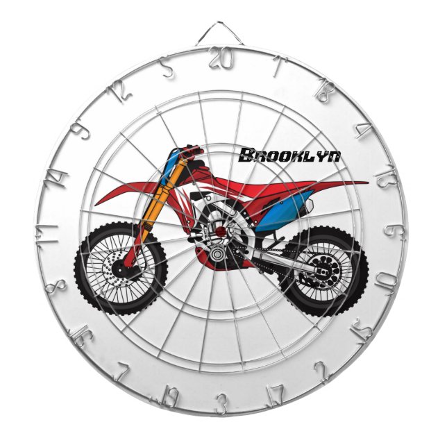 Red dirt bike motorcycle dart board (Front)
