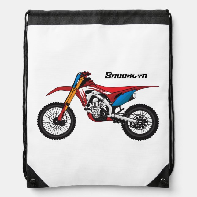 Red dirt bike motorcycle drawstring bag (Front)