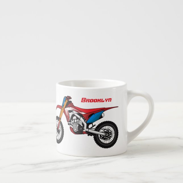 Red dirt bike motorcycle espresso cup (Right)