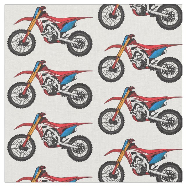 Red dirt bike motorcycle fabric (Close Up)
