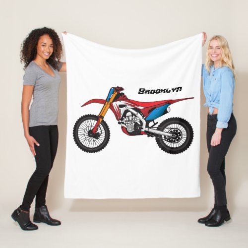 Red dirt bike motorcycle fleece blanket